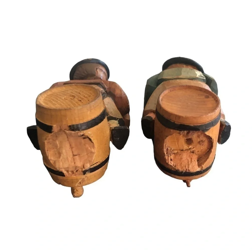 VTG Hard~Carved Set of 3 German Wine Cork Toppers Wood 3” Wine Tasting Colorful